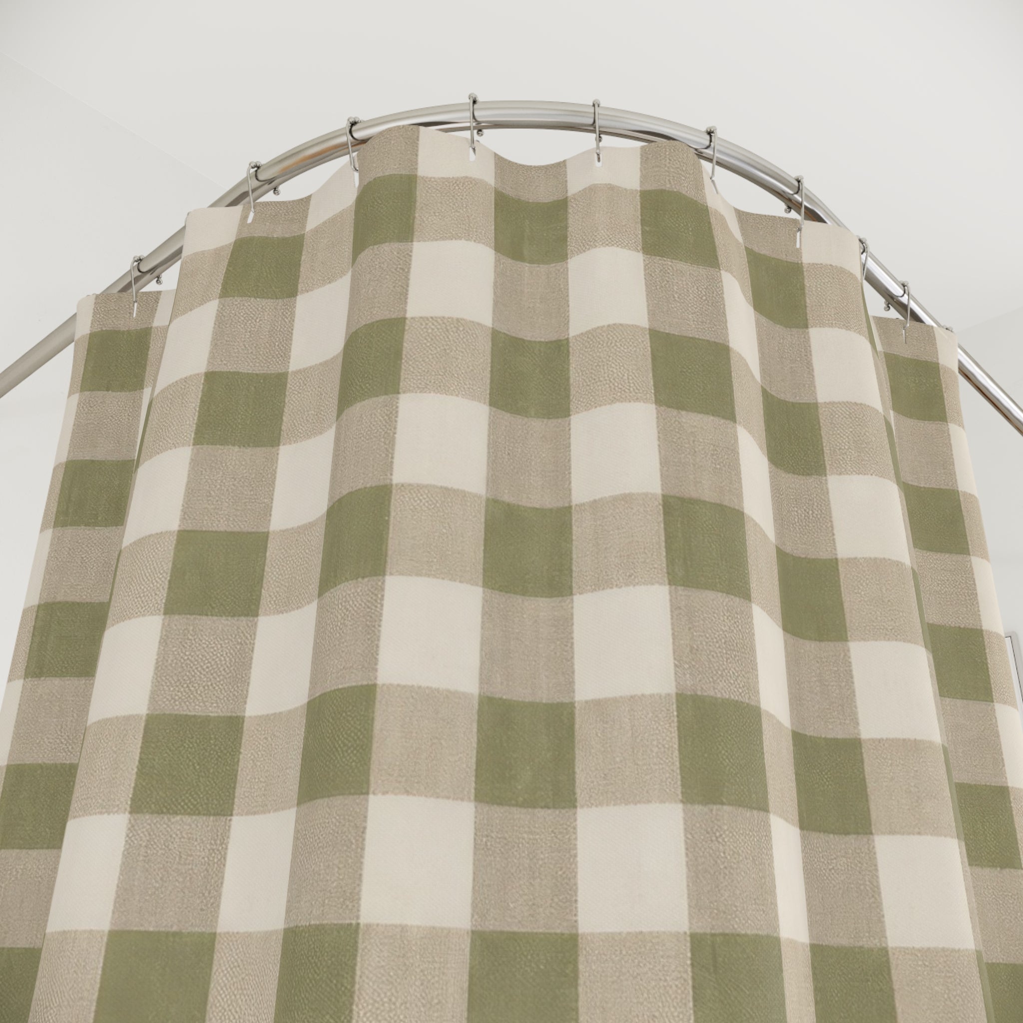 Gingham Green Plaid Shower Curtain
