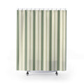 Green Ticking Stripe Shower Curtain, Forest Cream Bathroom Decor, Classic Green Stripe Bath Curtain, Guest Bathroom Decor, Small Bath Decor