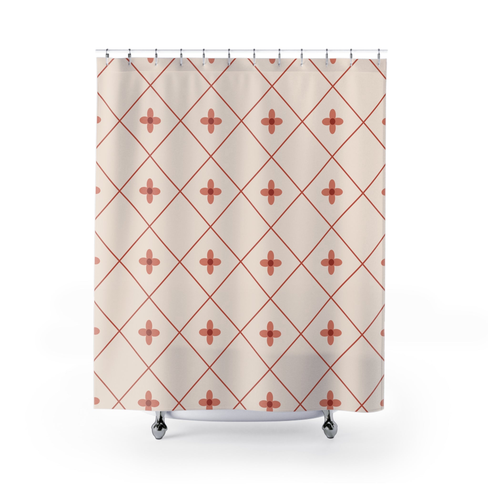 Coral Diamond Trellis Shower Curtain