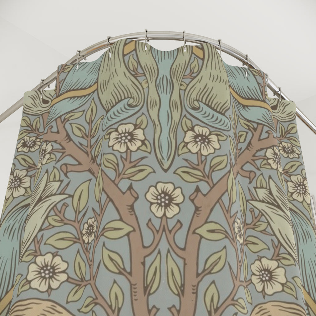 Morris Spring Thicket Shower Curtain – Teal Tulip Sage