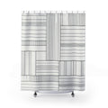 Black White Line Grid Shower Curtain