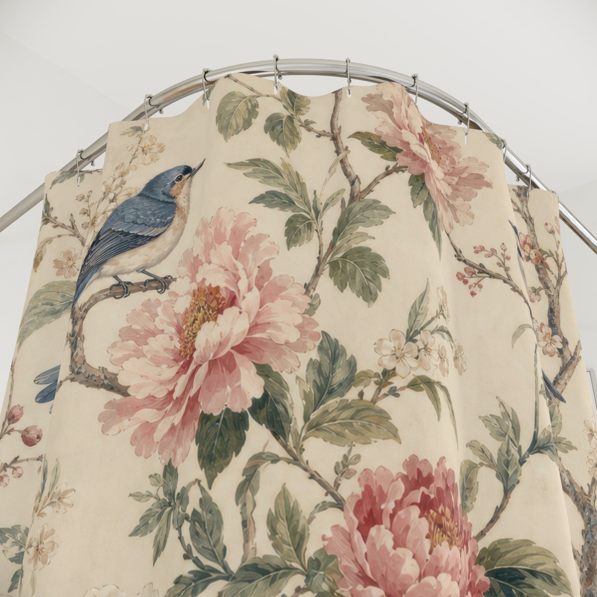 French Country Floral Pattern Shower Curtain