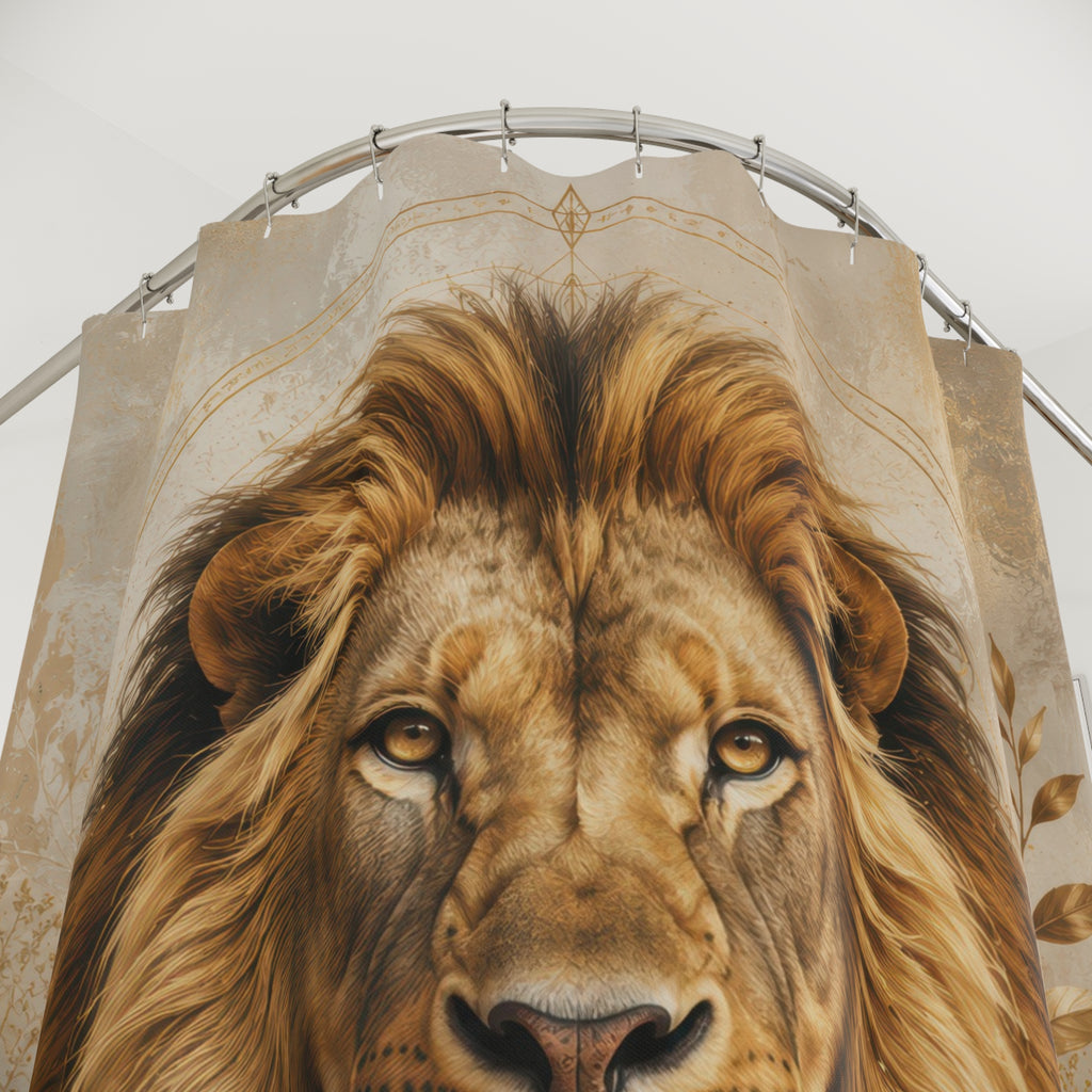 Lion Shower Curtain: Gold Lion Portrait