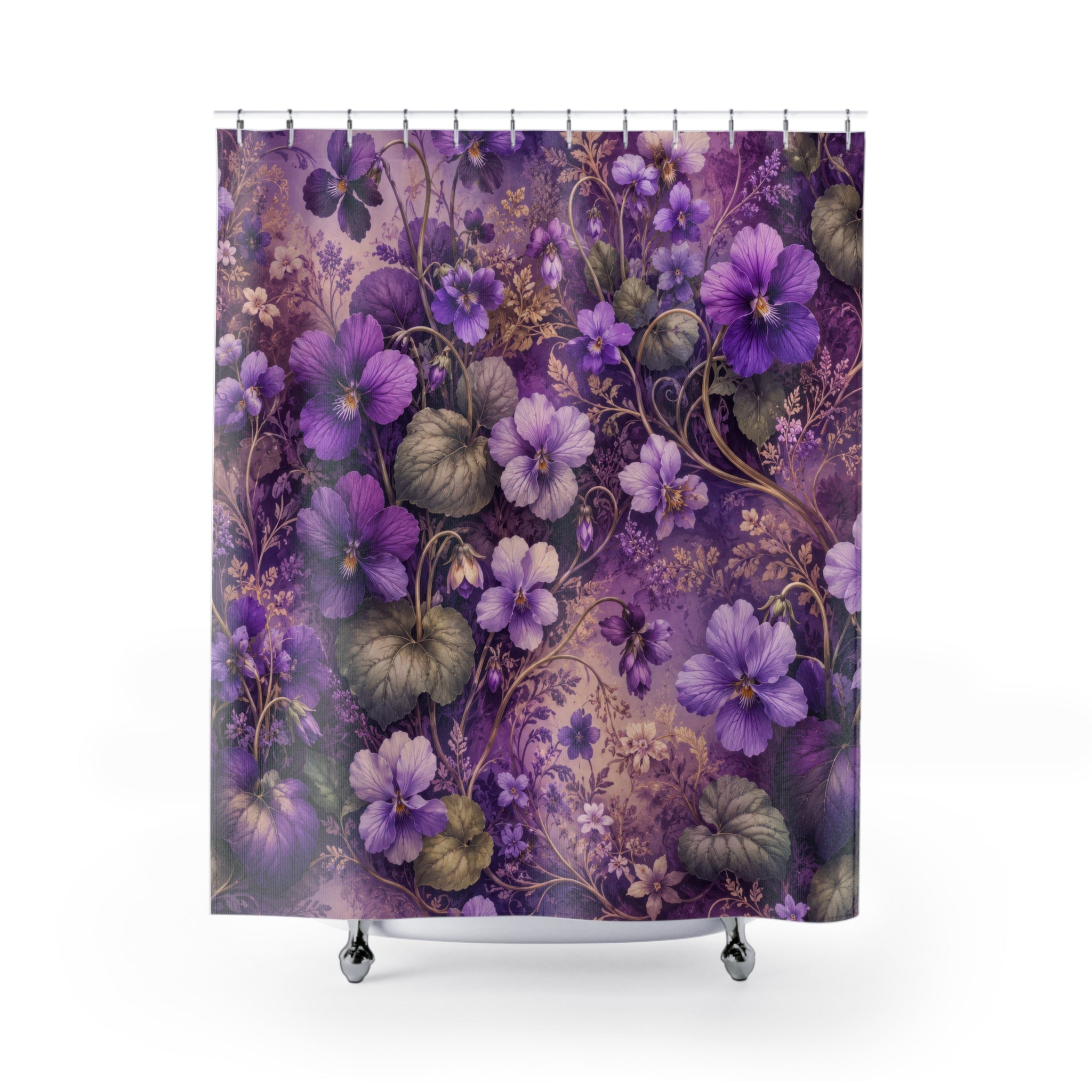 Purple Floral Shower Curtain: Violet Botanical