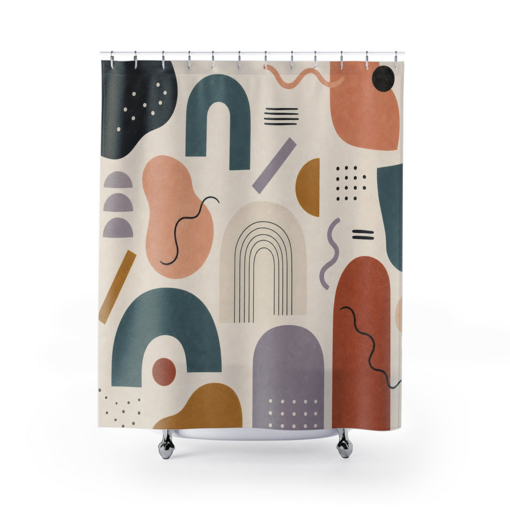 Colorful Abstract Geometric Shower Curtain