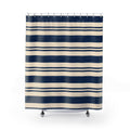 Navy Blue Cream Horizontal Stripe Shower Curtain