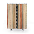 Olive Green Terracotta Geometric Stripe Shower Curtain