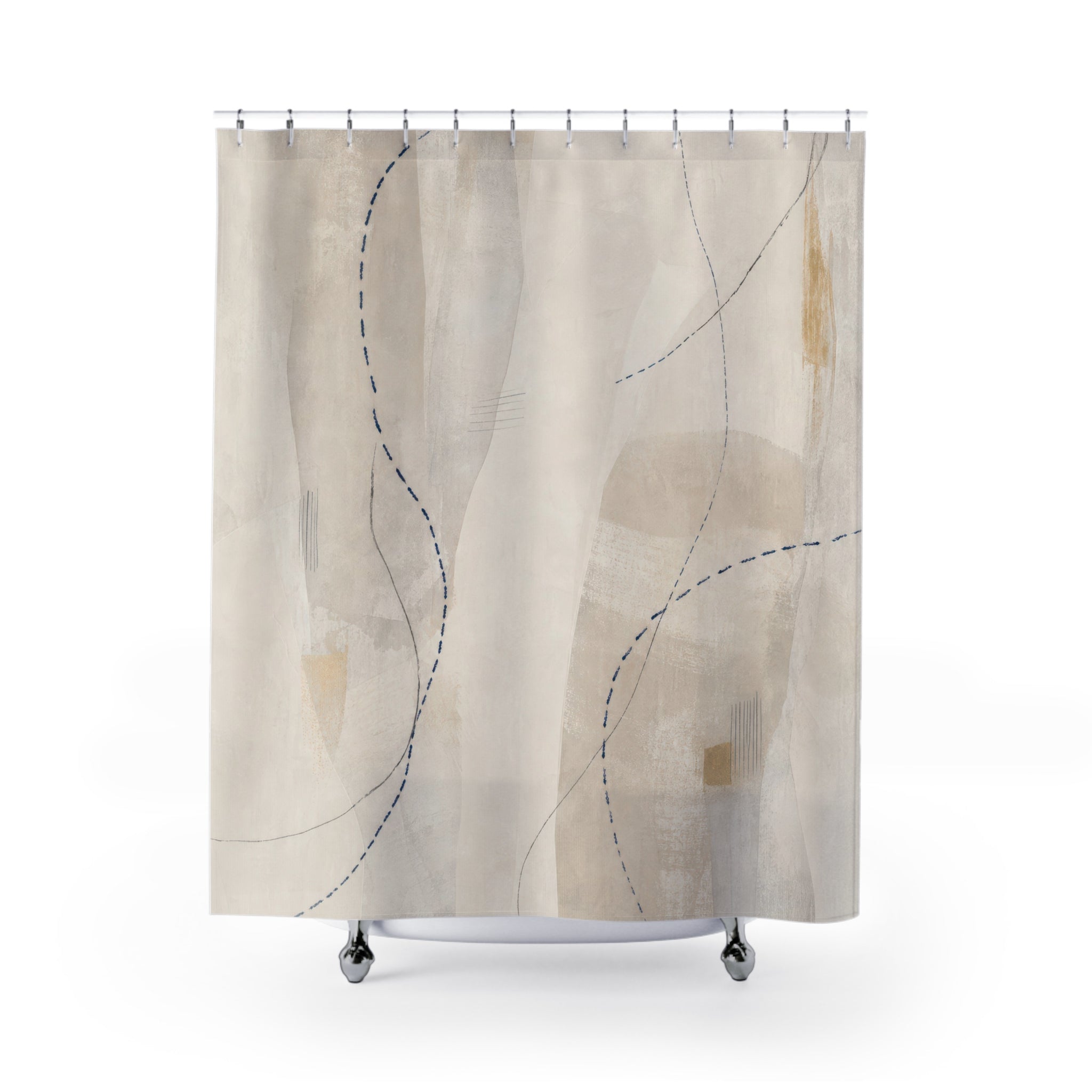 Minimal Abstract White Shower Curtain