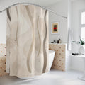 Abstract Wavy Line Shower Curtain – Beige Taupe