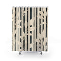 Cream Leaf Pinstripe Shower Curtain