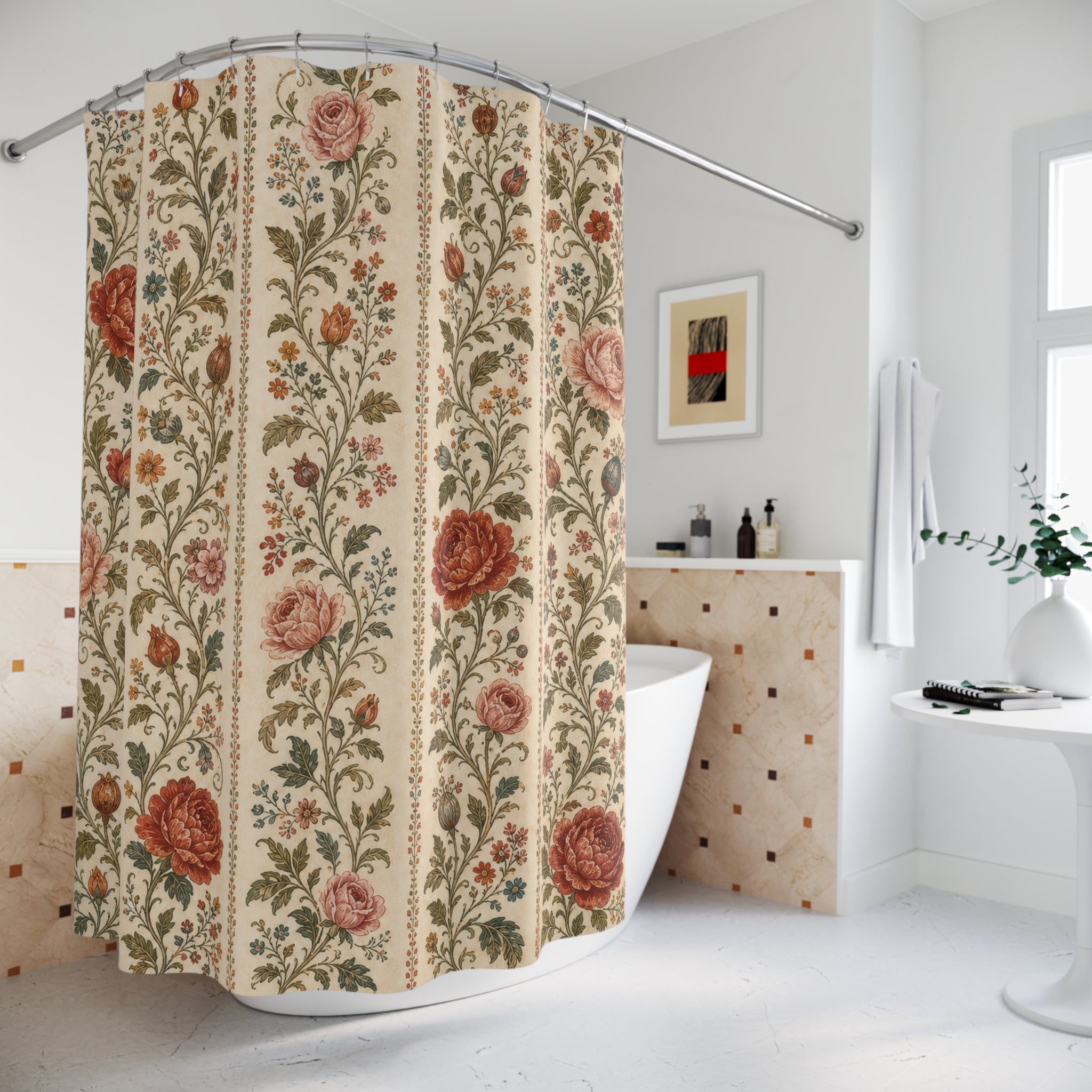 Floral Stripe Shower Curtain