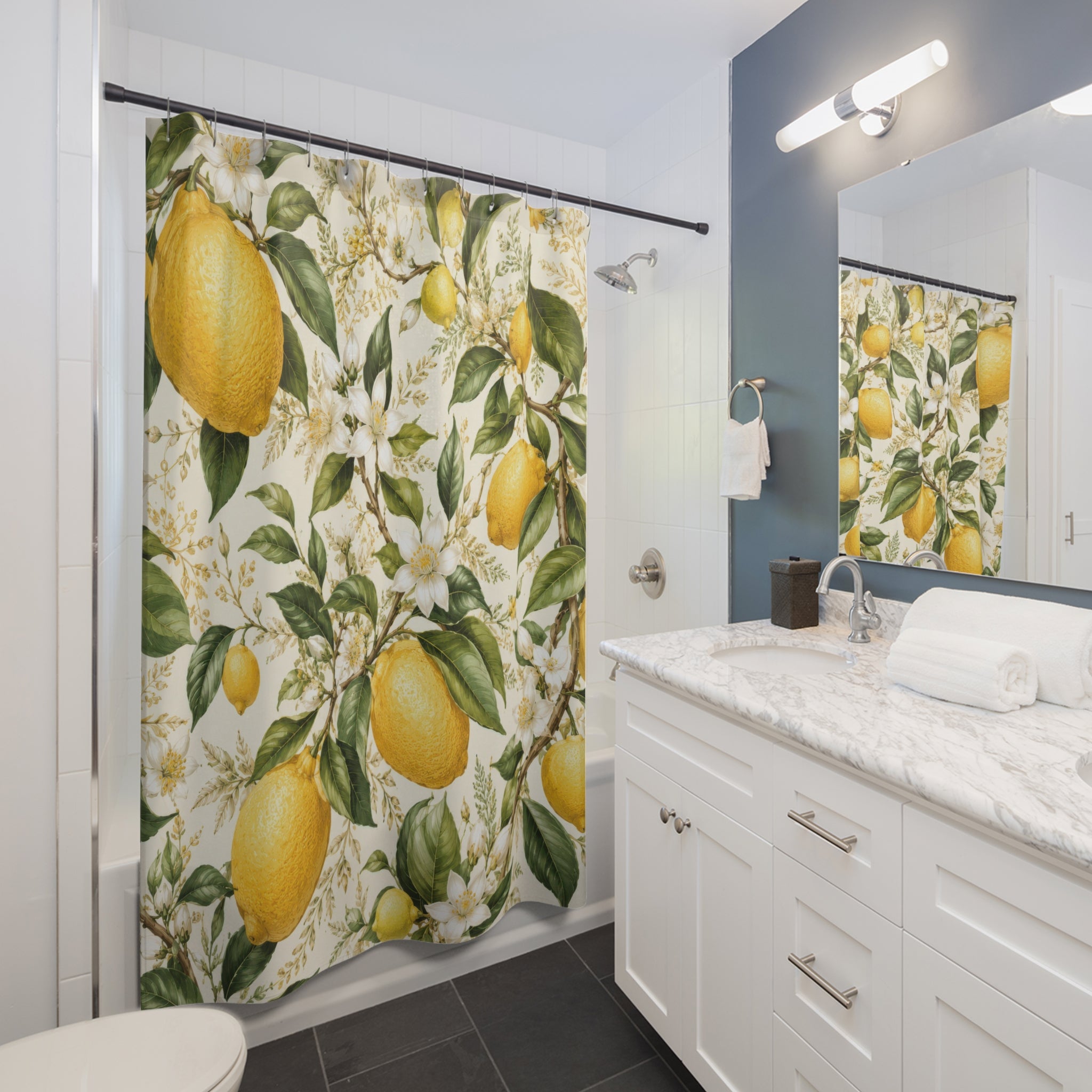 Lemon Shower Curtain: Citrus Botanical