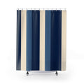 Navy Denim Blue Color Block Shower Curtain
