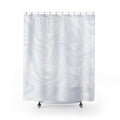 White Abstract Shower Curtain, Modern Marble Bath Decor, Soft Swirl Pattern, Minimal Guest Bathroom Decor, Spa Neutral White Style