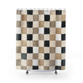 Black Beige Checkerboard Shower Curtain
