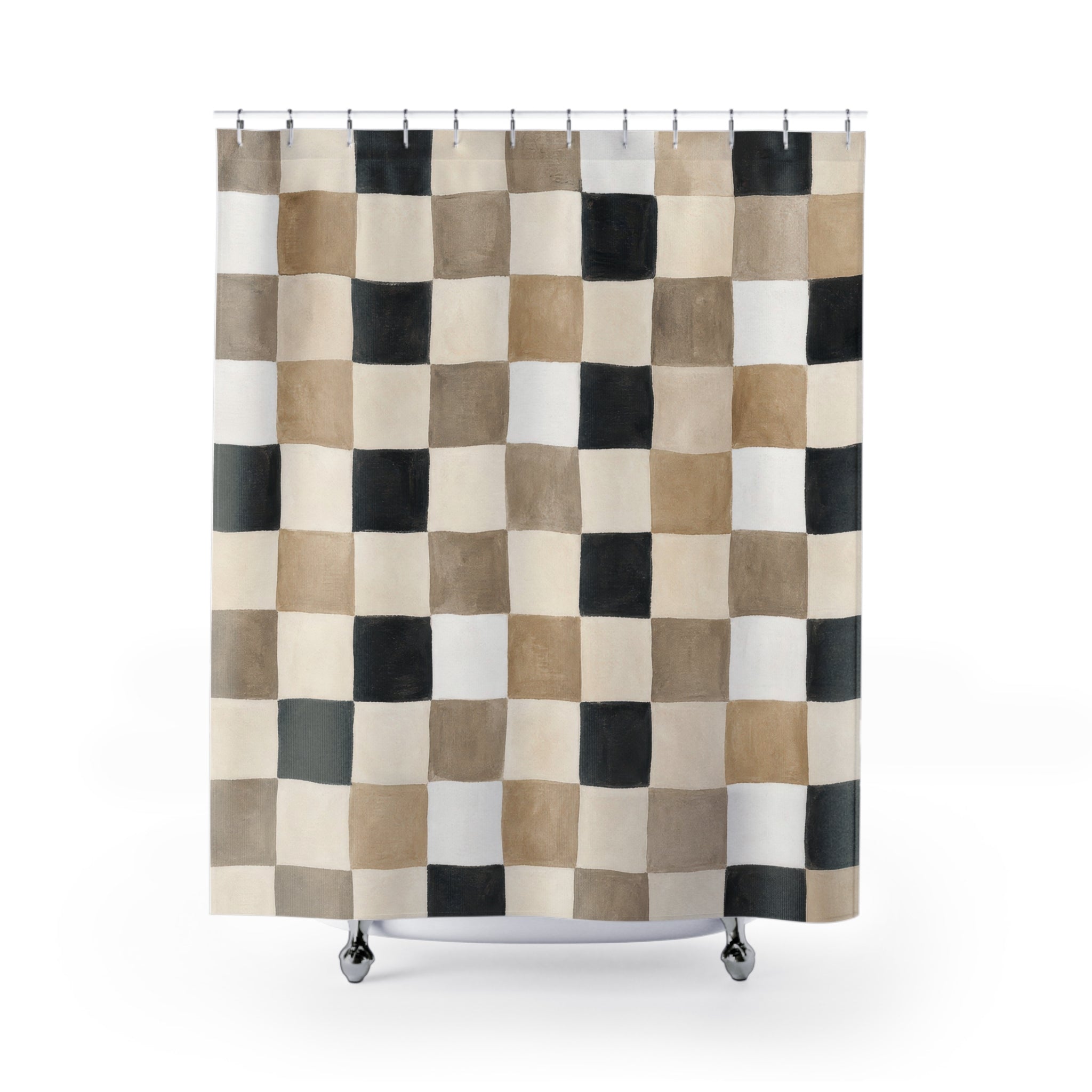 Black Beige Checkerboard Shower Curtain