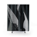 Black White Shower Curtain, Architectural Bath Decor, Modern Stair Arch Pattern, Graphic Guest Bathroom Decor, Urban Style, Monochrome Style