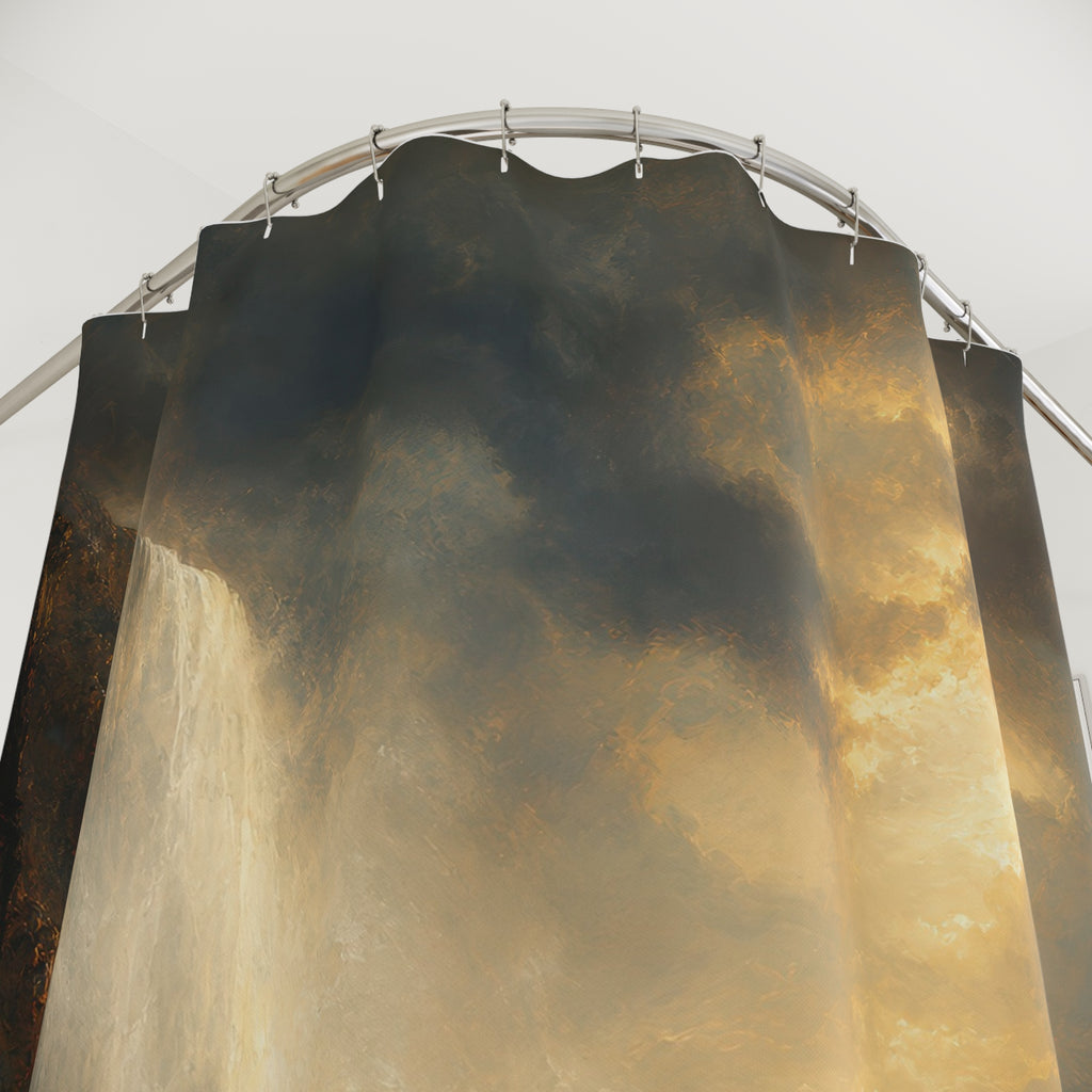 Golden Storm Landscape Print Shower Curtain
