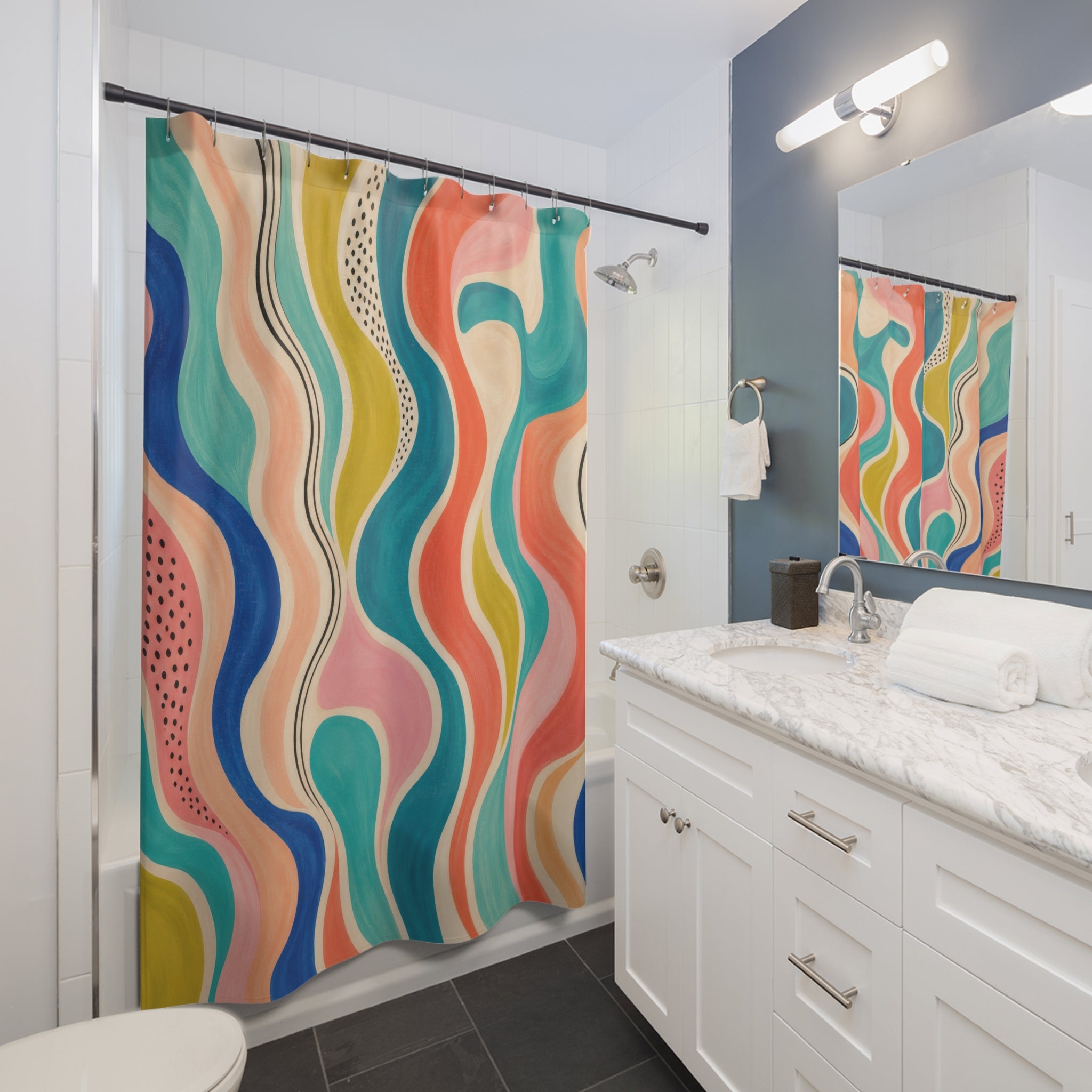 Colorful Wavy Shower Curtain