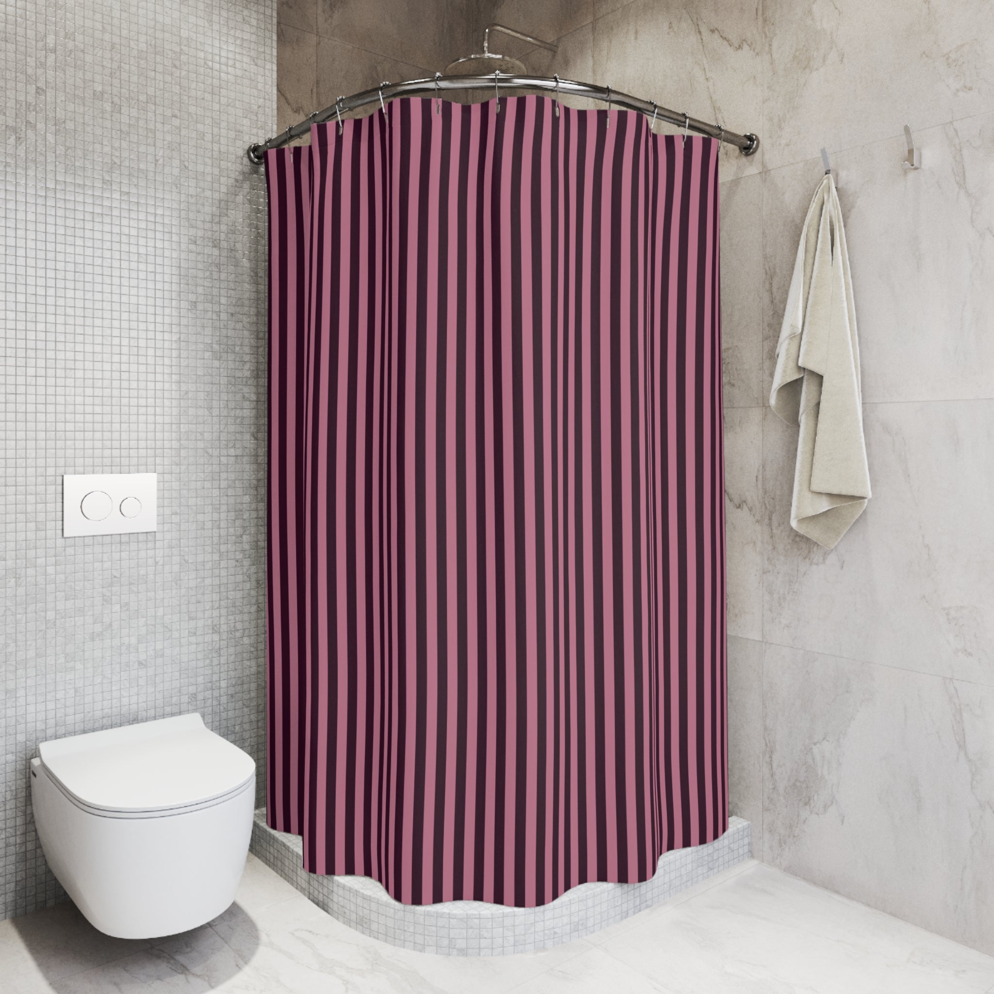 Purple and Pink Cabana Stripe Shower Curtain