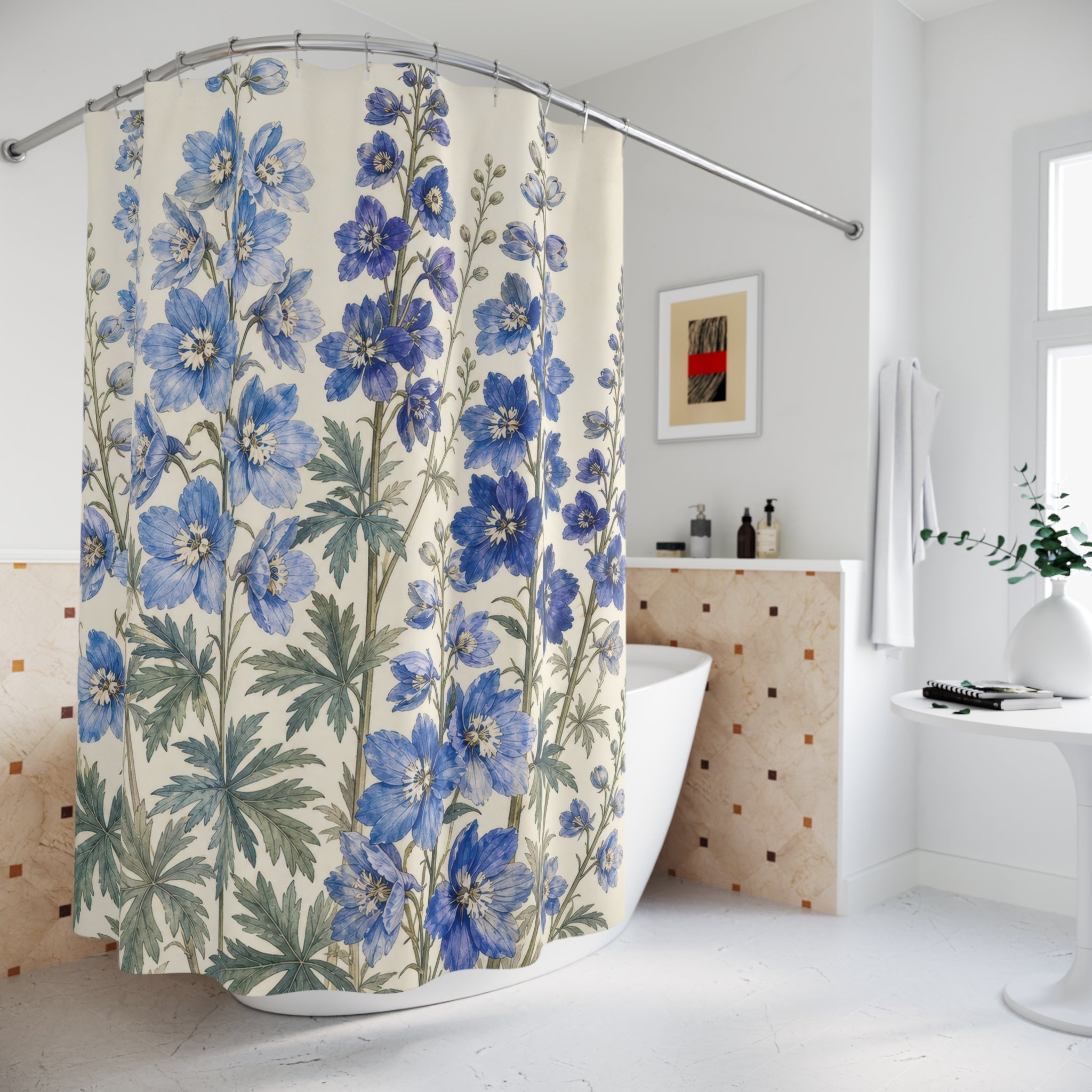Tall Botanical Wildflower Floral Spike Shower Curtain