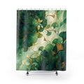 Teal Ginkgo Leaf Shower Curtain