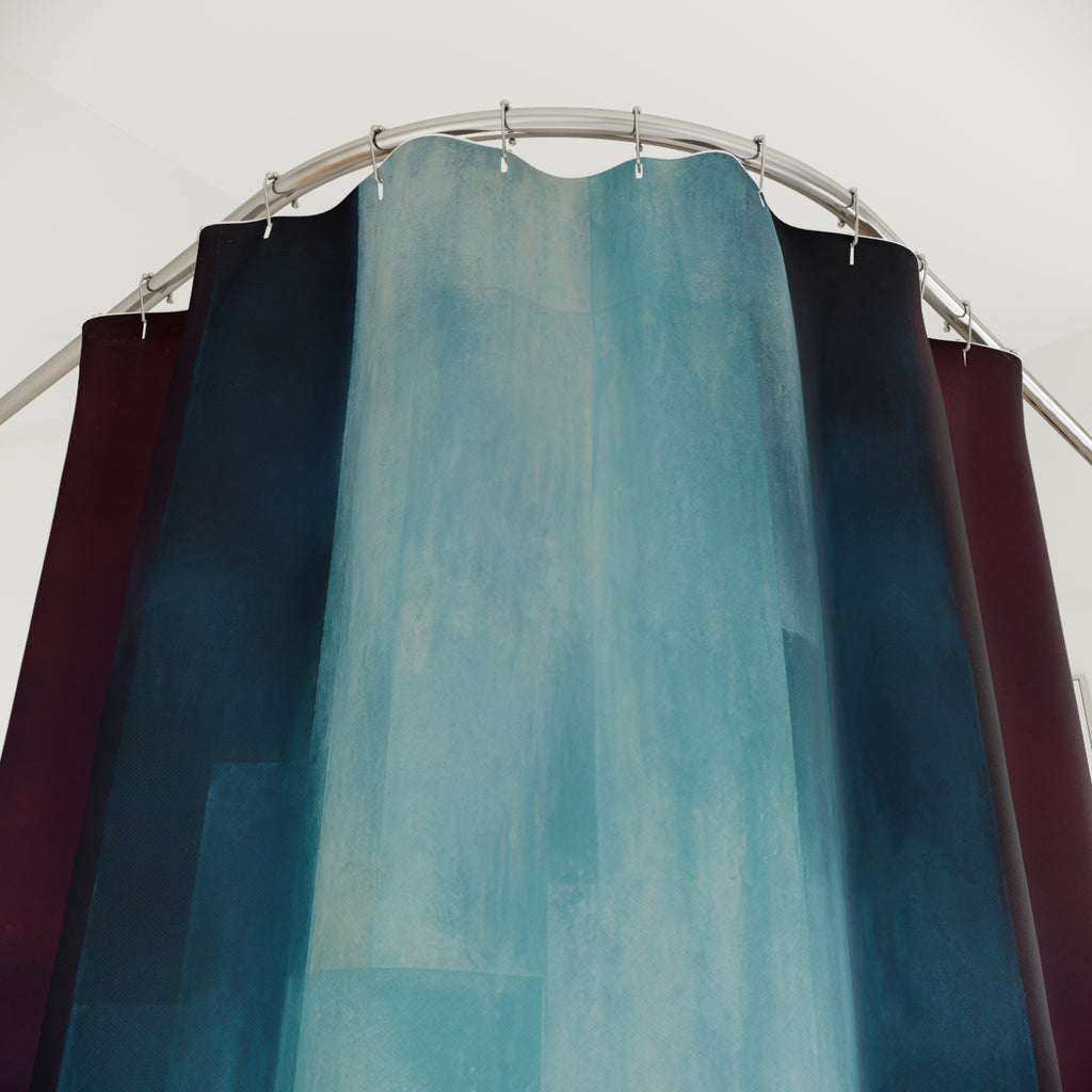 Blue Color Field Waterfall Print Shower Curtain