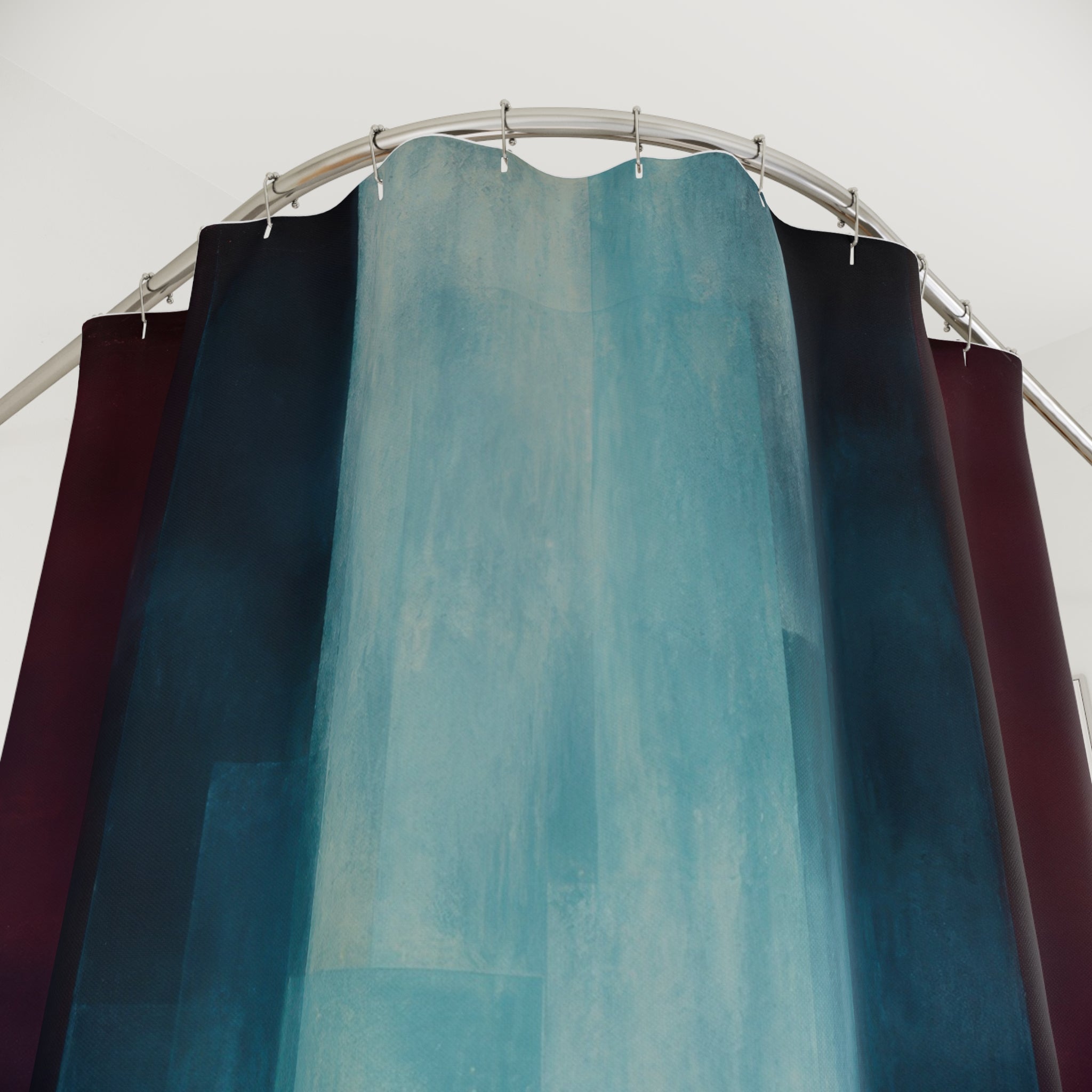 Blue Color Field Waterfall Print Shower Curtain
