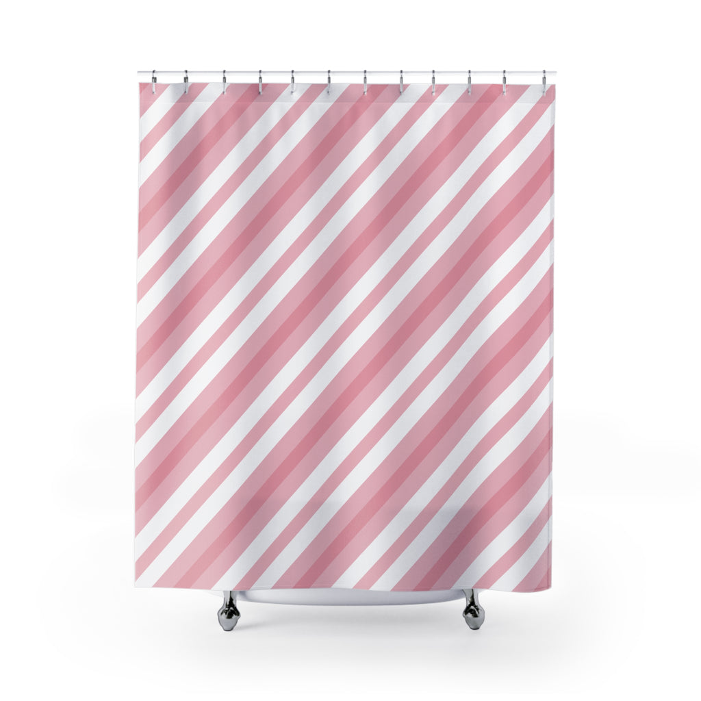 Candy Stripe Shower Curtain: Pink White