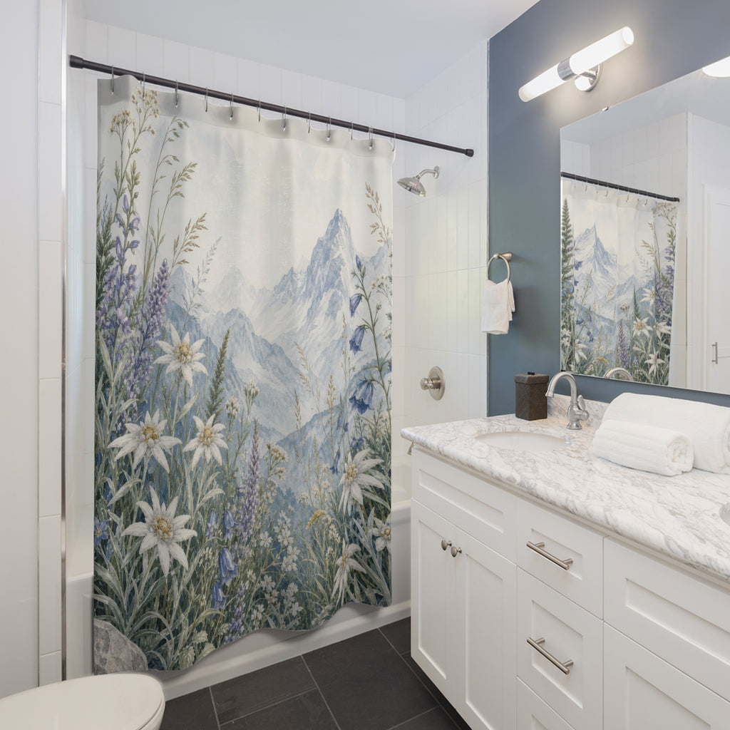 Alpine Wildflower Landscape Shower Curtain
