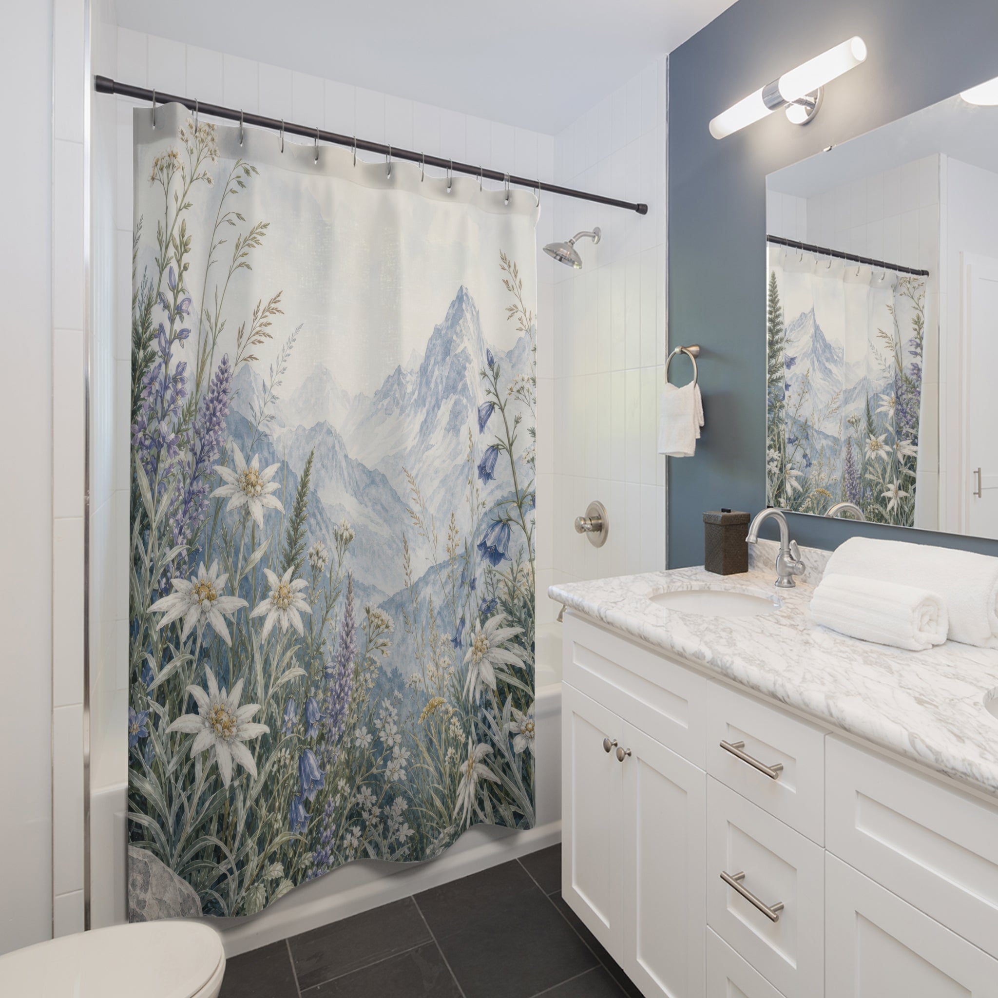 Alpine Wildflower Landscape Shower Curtain