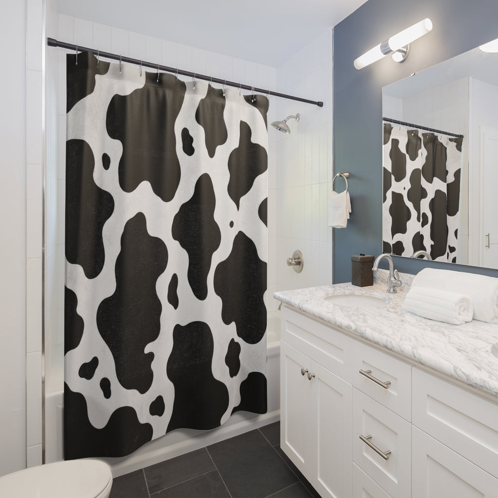 Black White Cowhide Shower Curtain