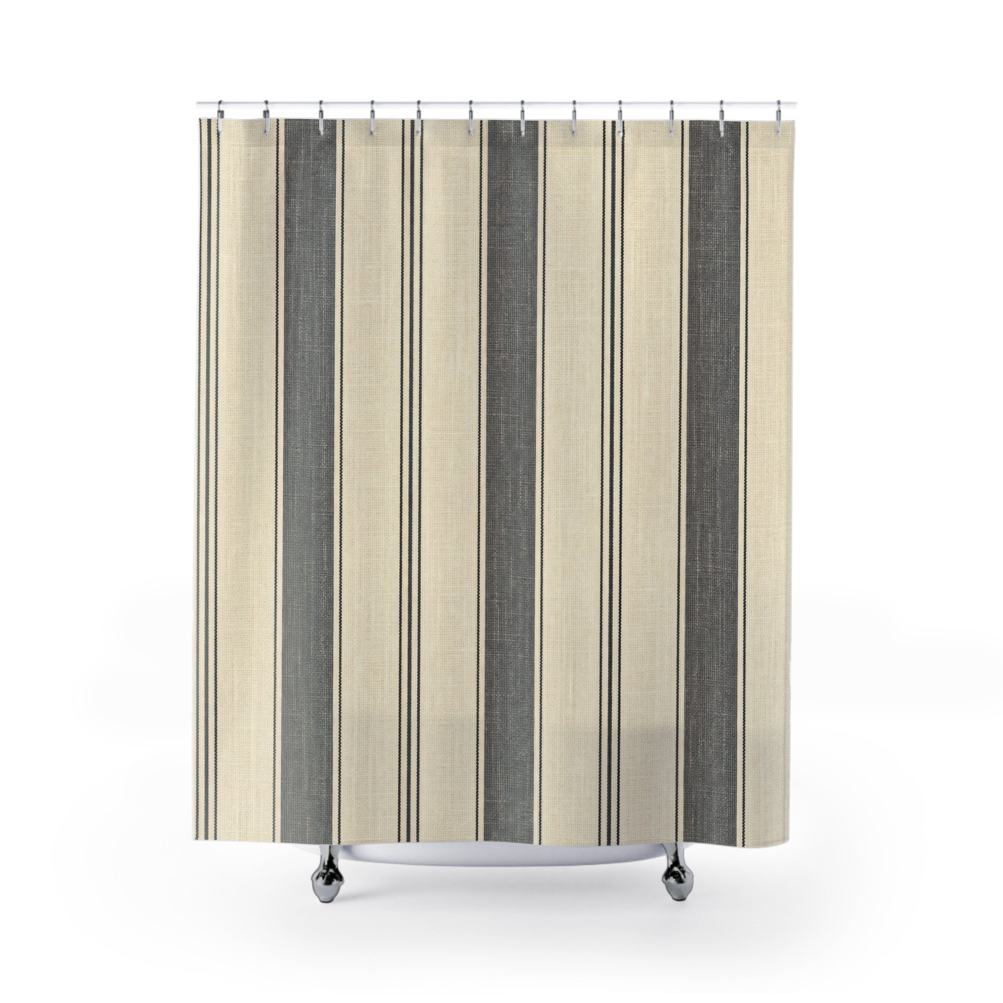 Charcoal Awning Stripe Shower Curtain
