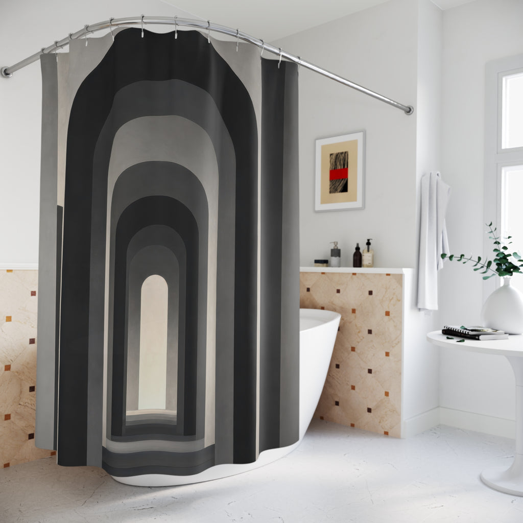 Black & Grey Modern Arch Shower Curtain