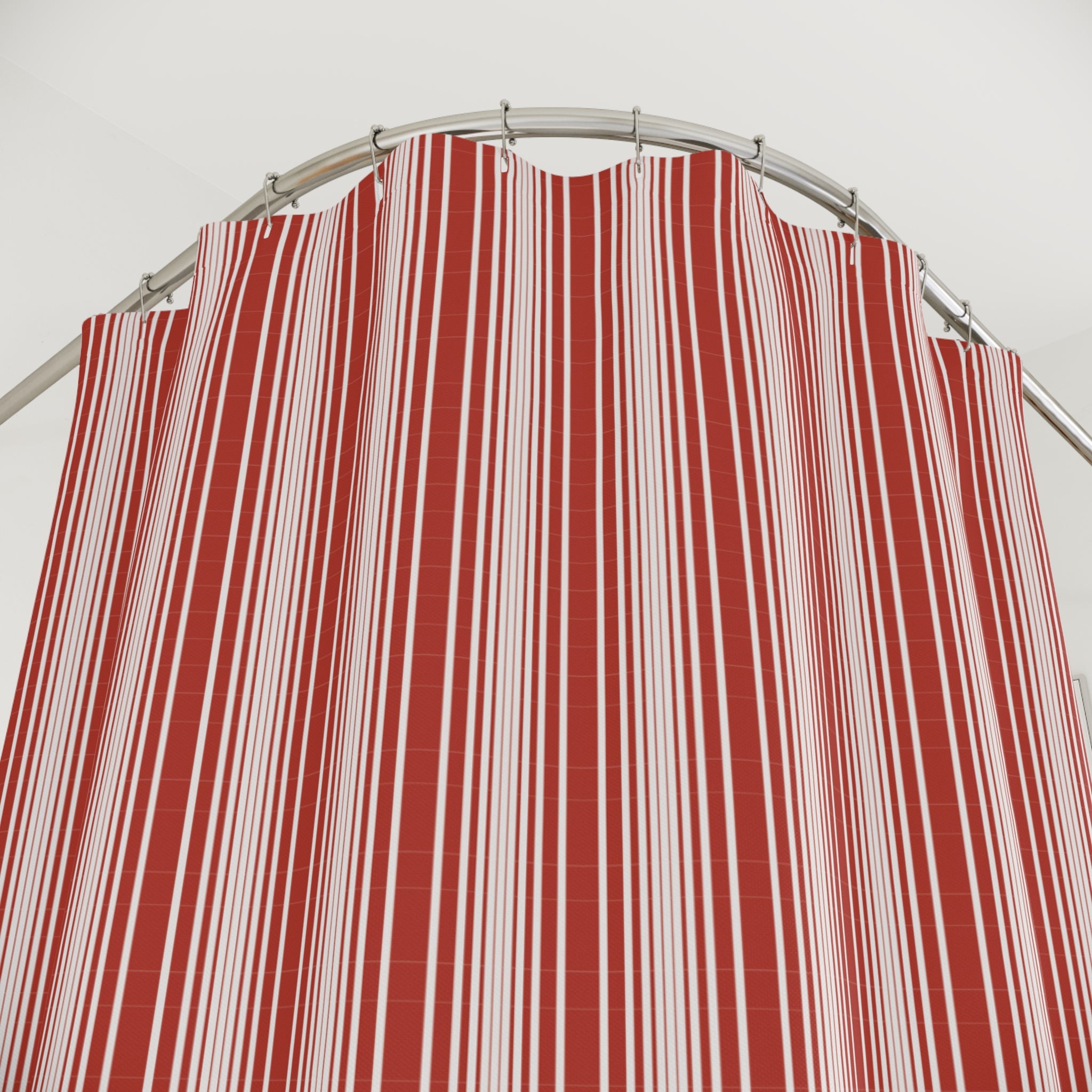Red & White Graduated Stripe Shower Curtain – Modern