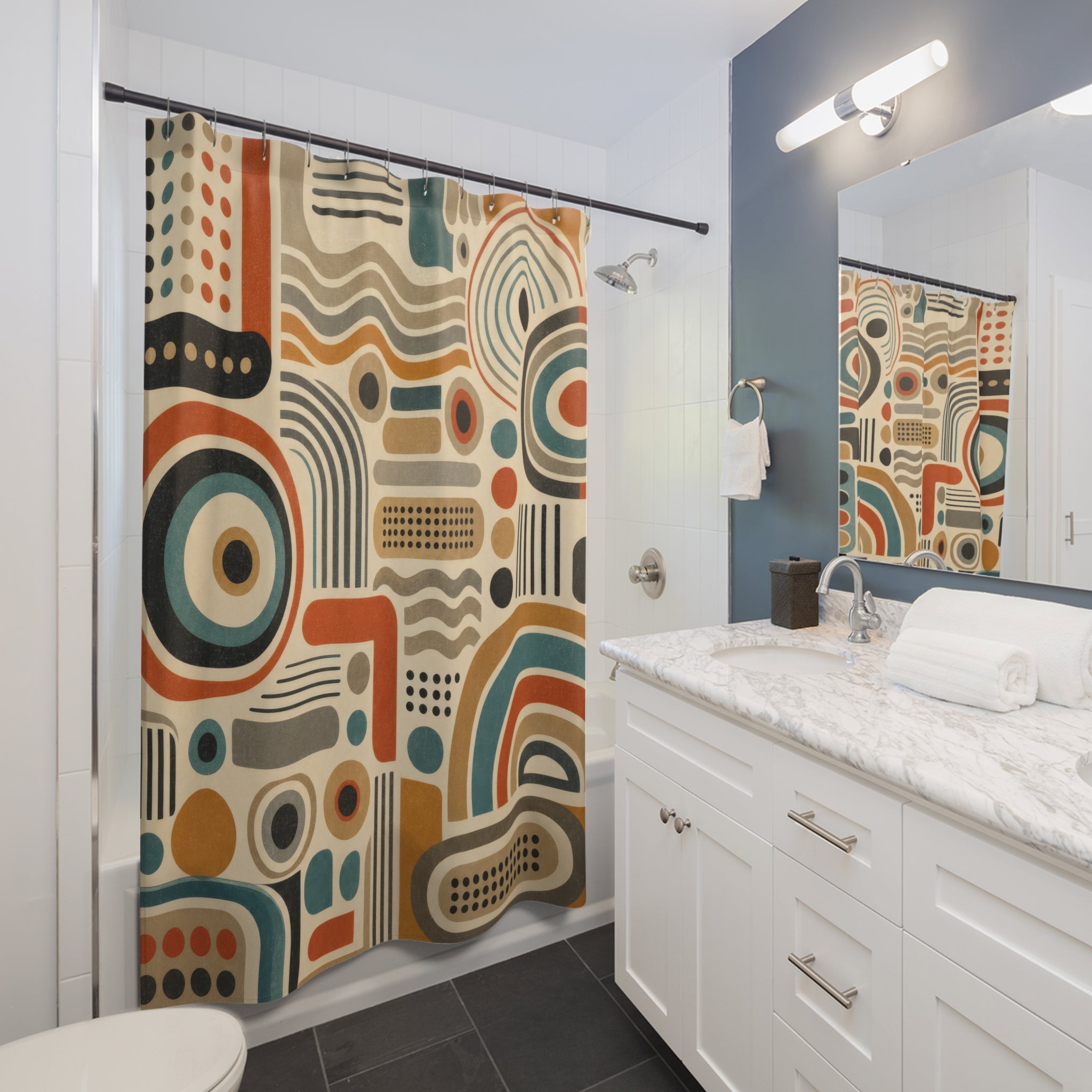 Retro Radio Abstract Shower Curtain