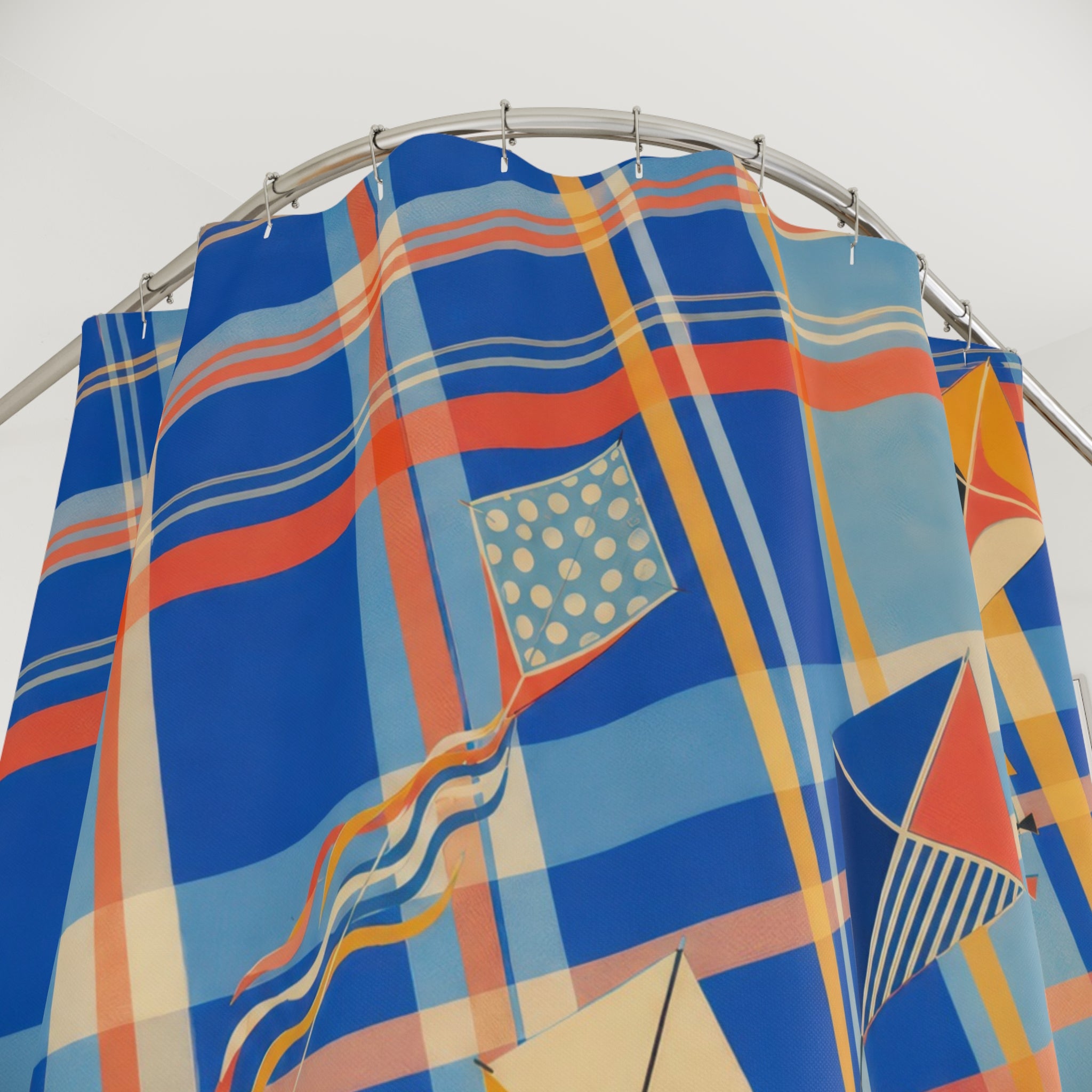 Colorful Kite Plaid Shower Curtain