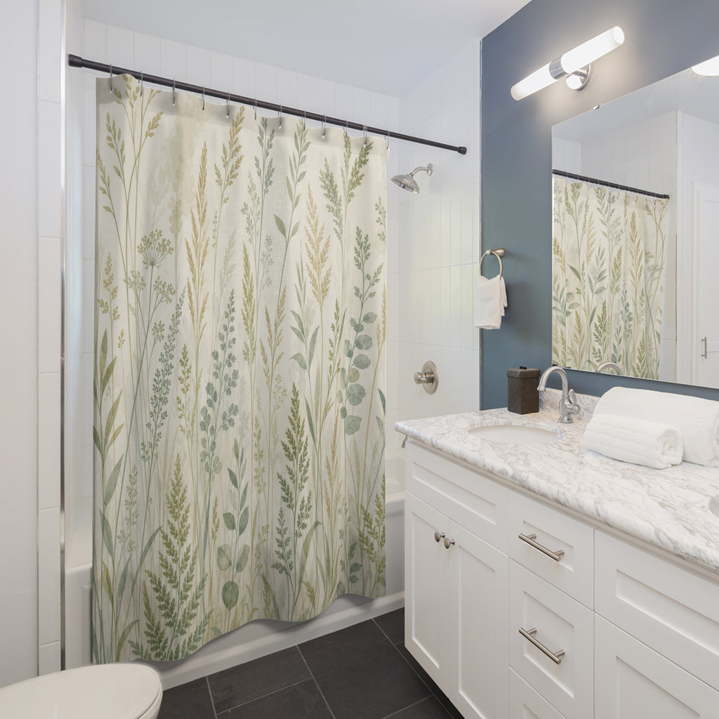Wild Grass Meadow Print Shower Curtain