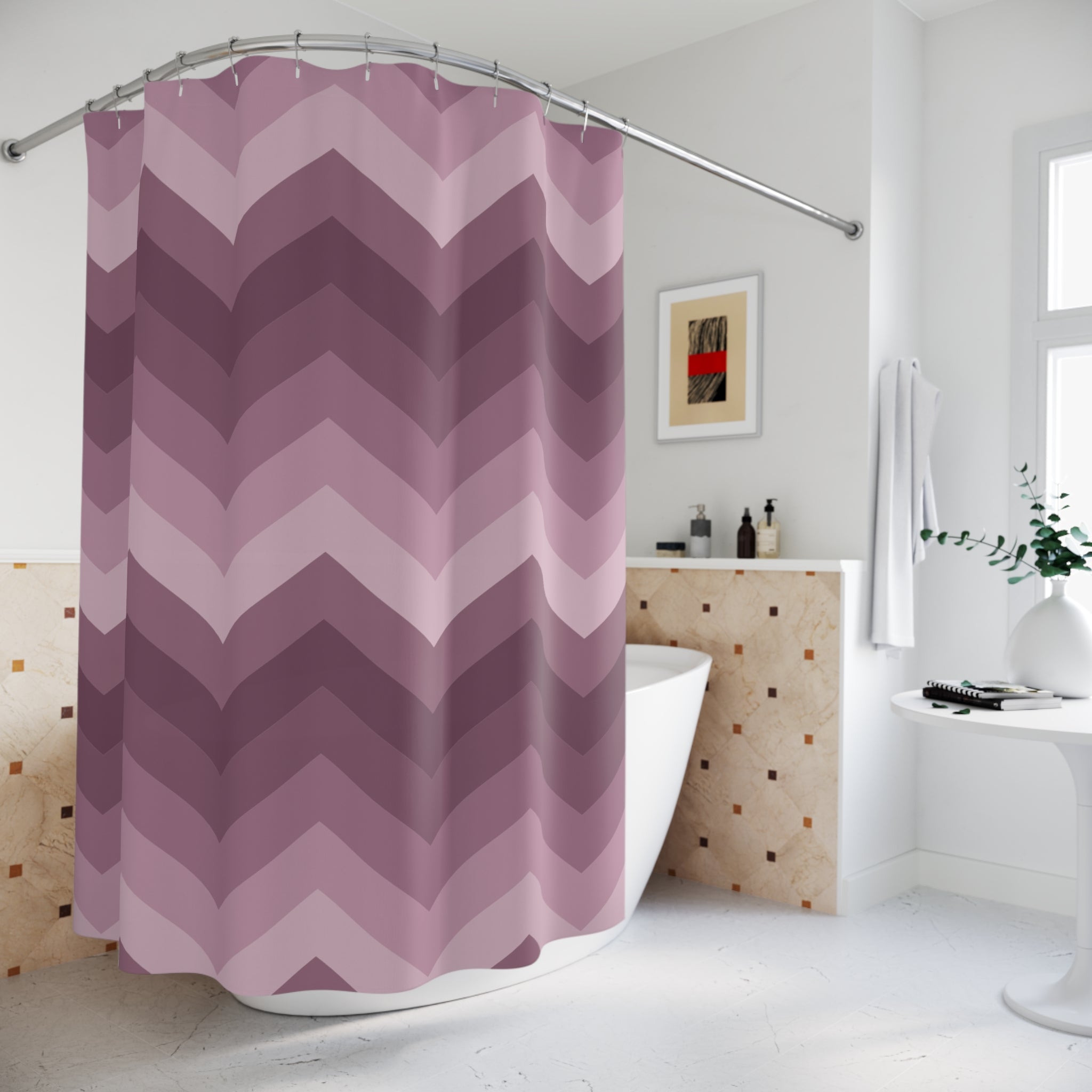 Mauve Shower Curtain: Bargello Zigzag