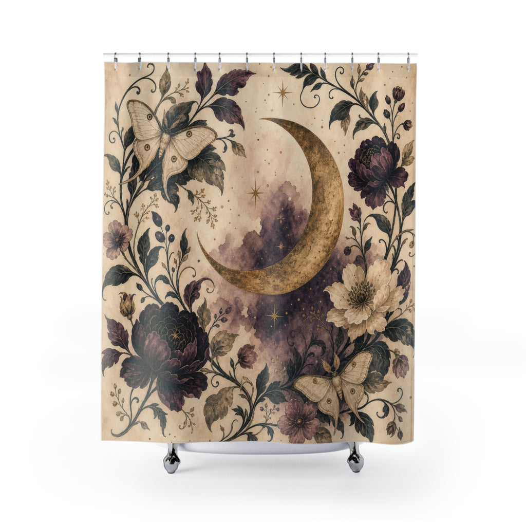 Witchy Moon Celestial Shower Curtain