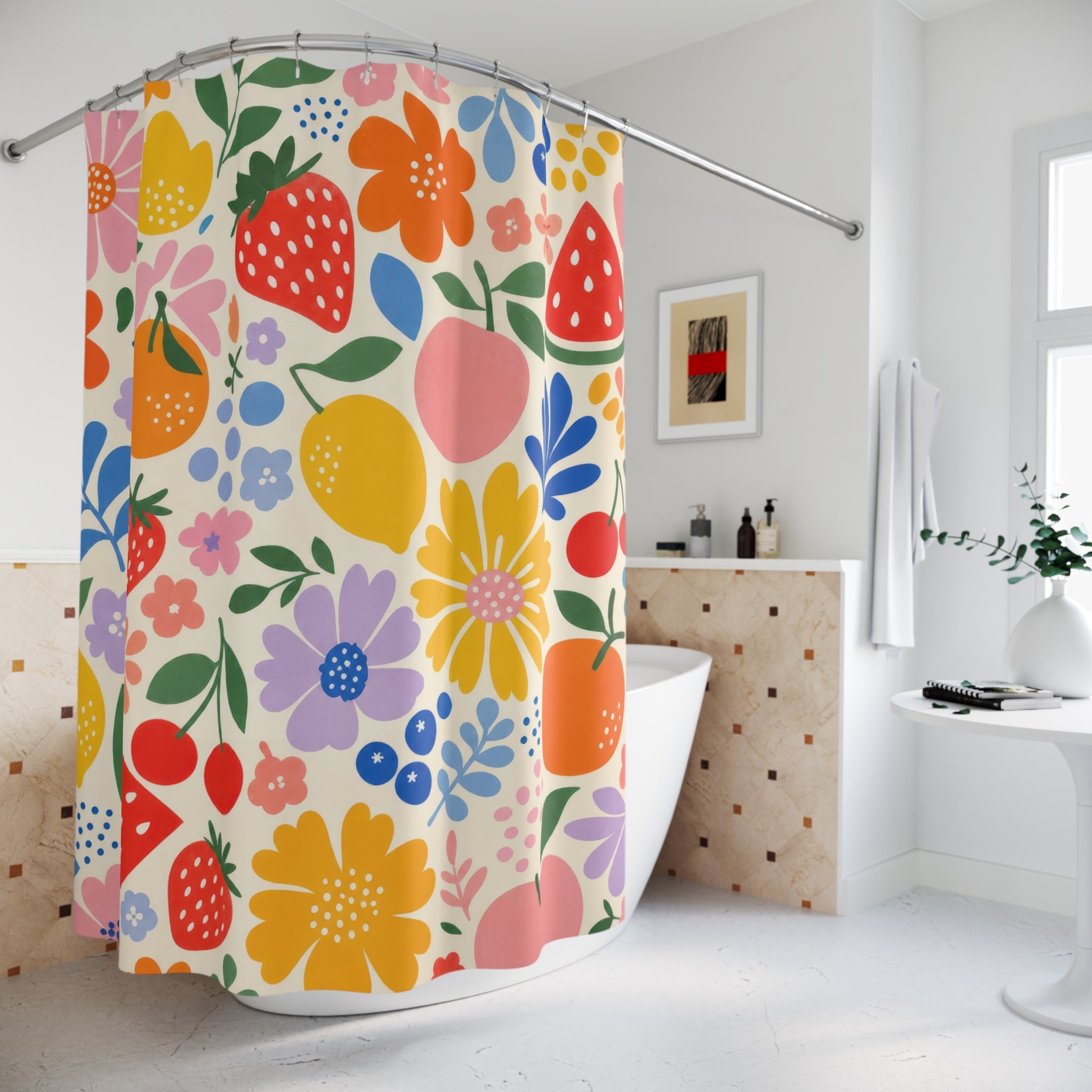 Strawberry Orange Shower Curtain