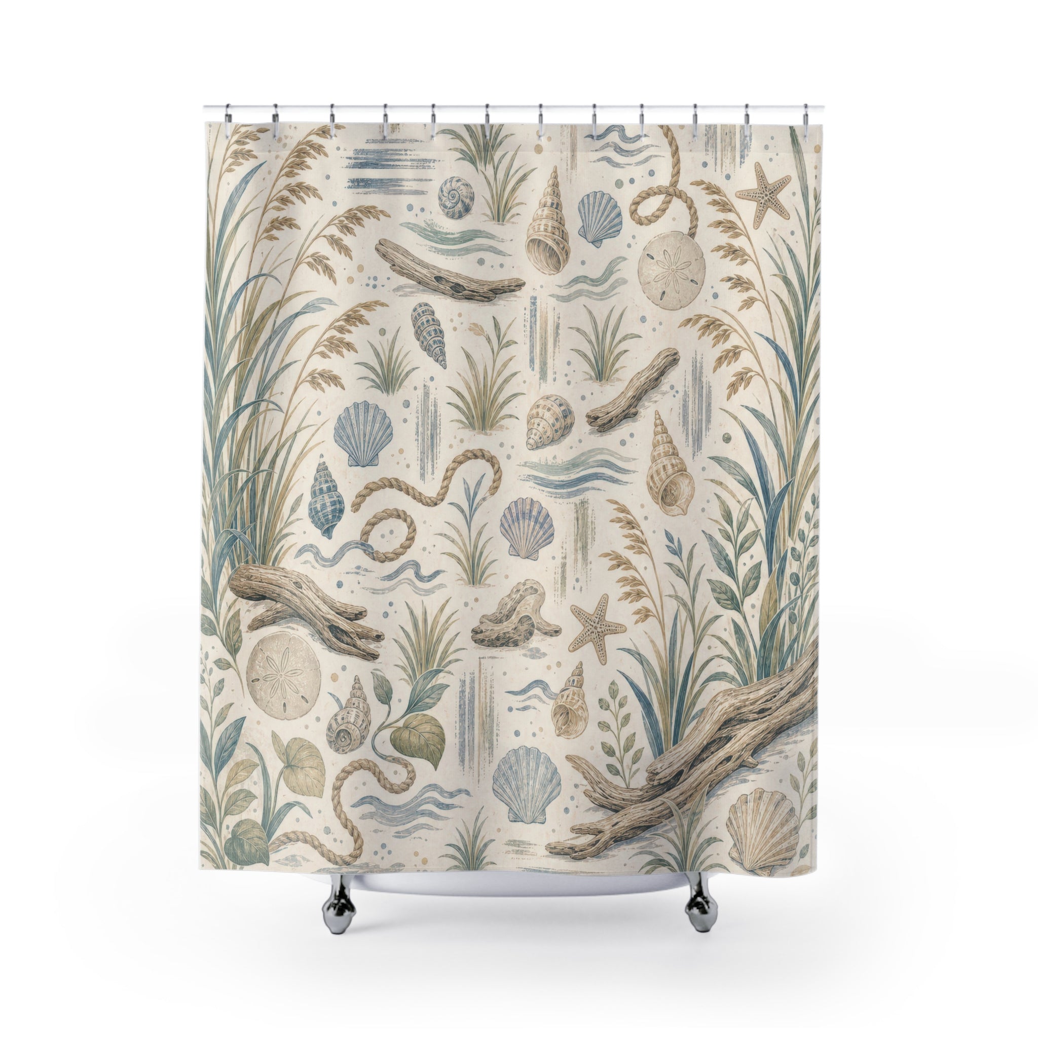 Beach Farmhouse Coastal Shower Curtain