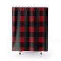 Buffalo Check Shower Curtain, Red Black Plaid Pattern, Rustic Farmhouse Bathroom Decor, Lodge Guest Bath Country Cabin Style