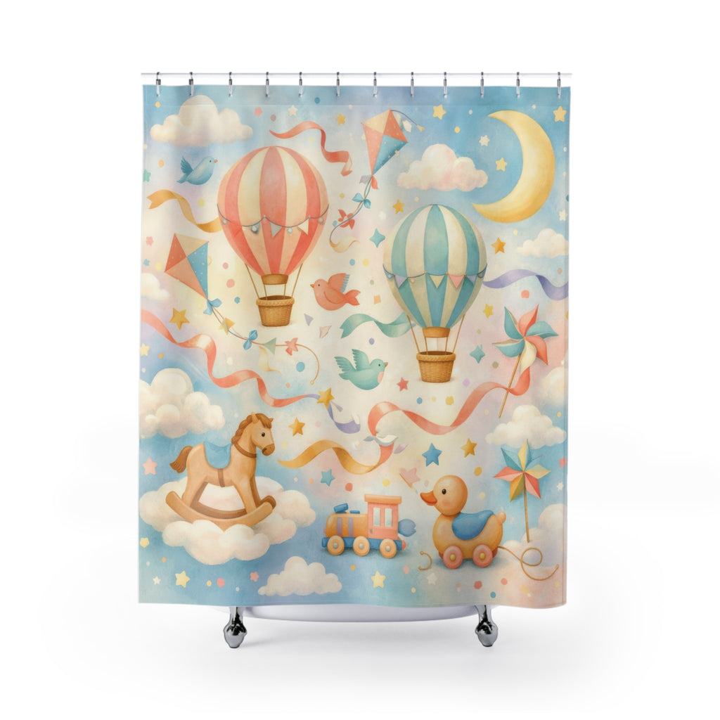 Hot Air Balloon Shower Curtain – Celestial Blue