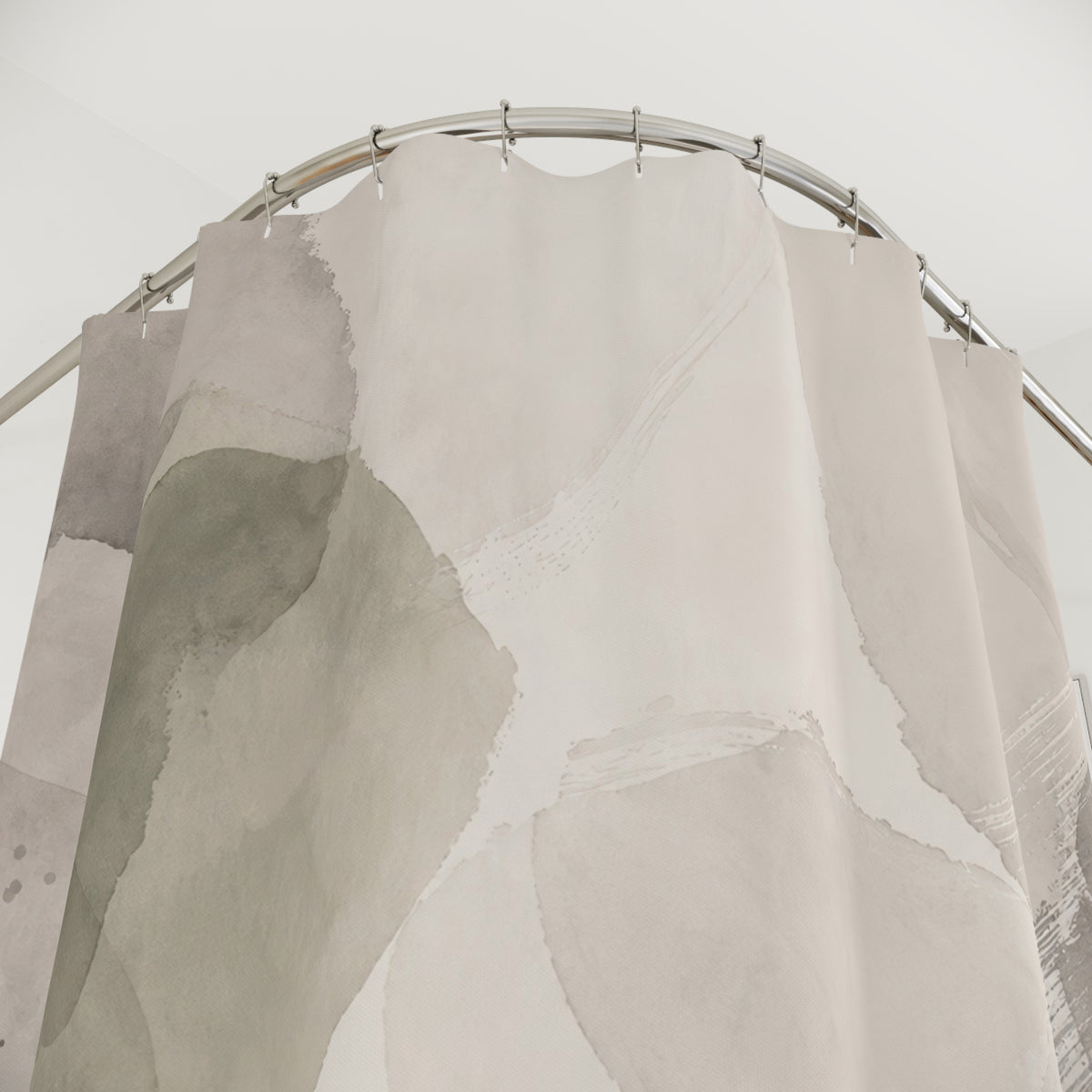 Black Beige Watercolor Stone Shower Curtain