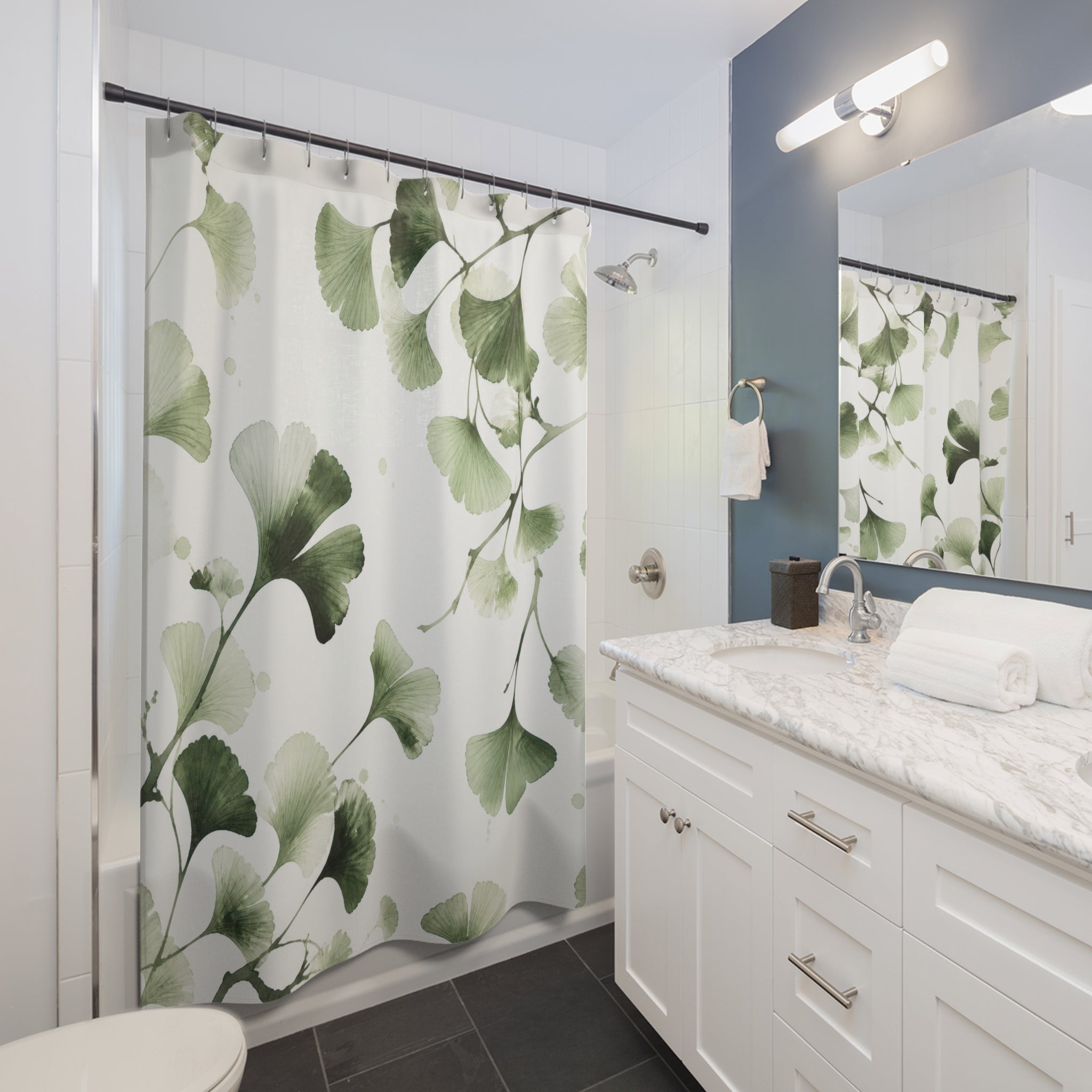 Watercolor Ginkgo Leaf Shower Curtain