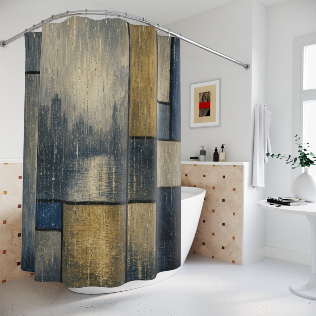 Rain Window Block Print Shower Curtain