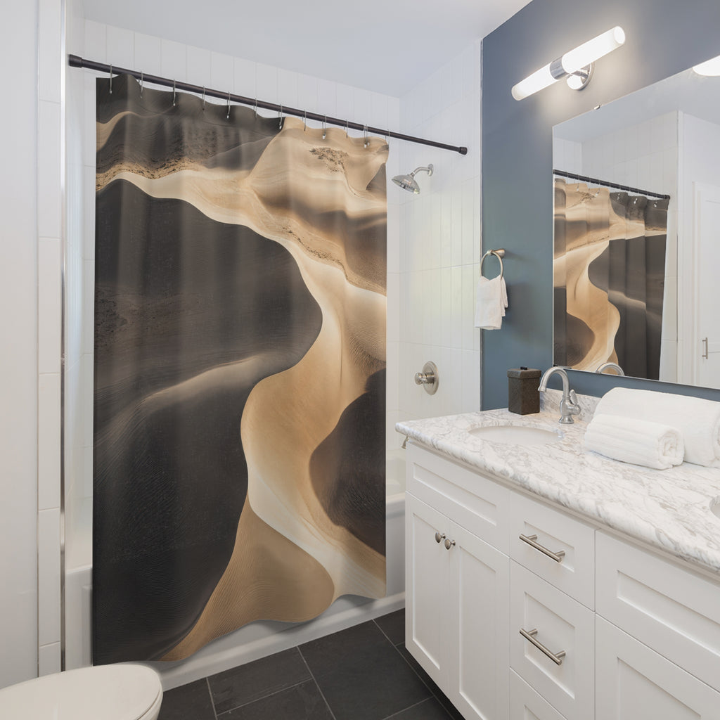 Desert Shower Curtain, Sand Dune Bath Decor, Warm Neutral Landscape Pattern, Nature Guest Bathroom Decor, Beige Spa Style, Warm Desert Style