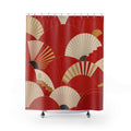 Deco Fan Red and White Shower Curtain