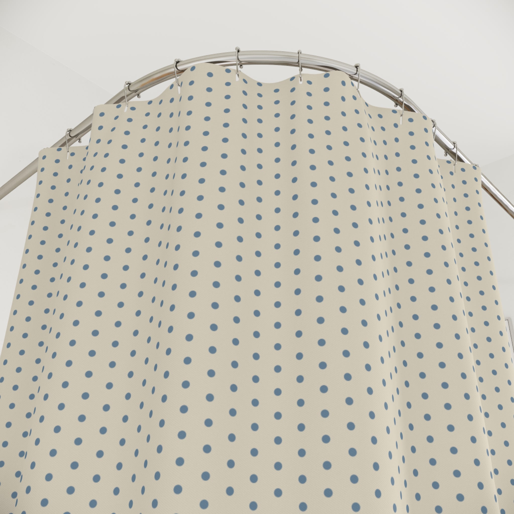 Washed Denim Blue Polka Dot Shower Curtain